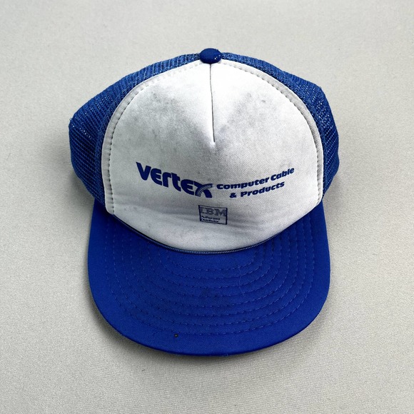 Vintage IBM Computer Hat Cap Snapback Trucker Blue Tech Vertex Adjustable 90s - Picture 2 of 9